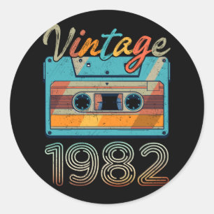 Adesivo Vintage 1982 Cassette Tape Retro 41rua Aniversário