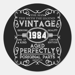Adesivo Vintage 1984 Man Myth Legend 37th Birthday