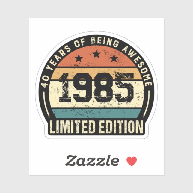 Adesivo Vintage 1985 Retro 40th Birthday Anniversary  (Folha)