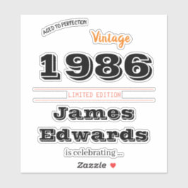 Adesivo Vintage 1986 Retro – 40º Aniversário