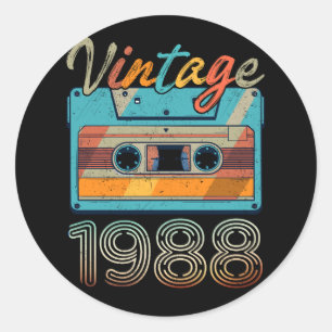 Adesivo Vintage 1988 Cassette Tape Retro 35th Birthday 35