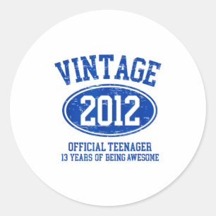 Adesivo Vintage 2012 Oficial Adolescente Aniversário de 13