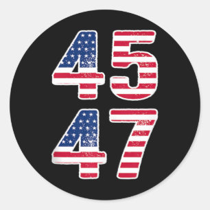 Adesivo Vintage 45 47 Trump Quadrado 2024 Homens presentes