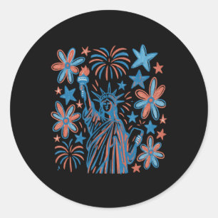 Adesivo Vintage 4 De Julho Estátua De Liberty Long Sleeve
