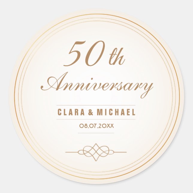 Adesivo Vintage 50ª Vinheta de Aniversário de Casamento (Frente)