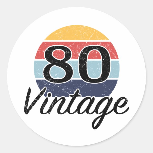 Adesivo Vintage 80 Birthday Sunset (Frente)