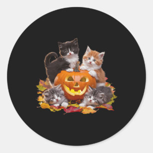 Adesivo Vintage 90s Cat Pumpkin Halloween Retro Floral Spo