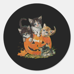 Adesivo Vintage 90s Cat Pumpkin Halloween Retro Floral Spo