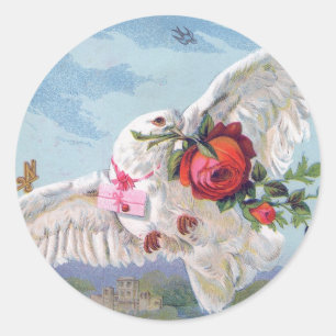 Adesivo Vintage a dove letter with flowers and