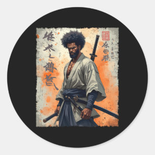 Adesivo Vintage African Samurai Afro American Bushido Warr