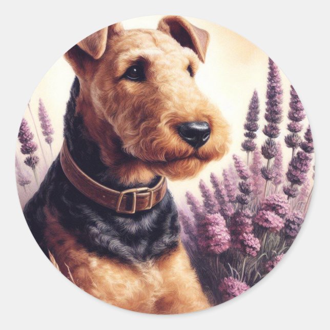 Adesivo Vintage Airedale Terrier Painting (Frente)