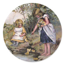 Vintage "Alimentando Patos"