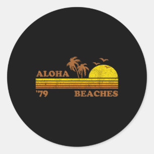 Adesivo Vintage Aloha Beaches Hawaii Beach Retro Sunset 70