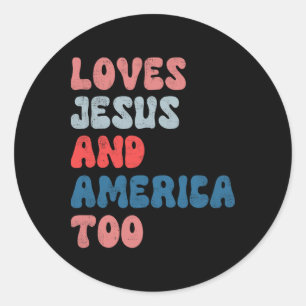 Adesivo Vintage ama Jesus e América em 4 de julho.