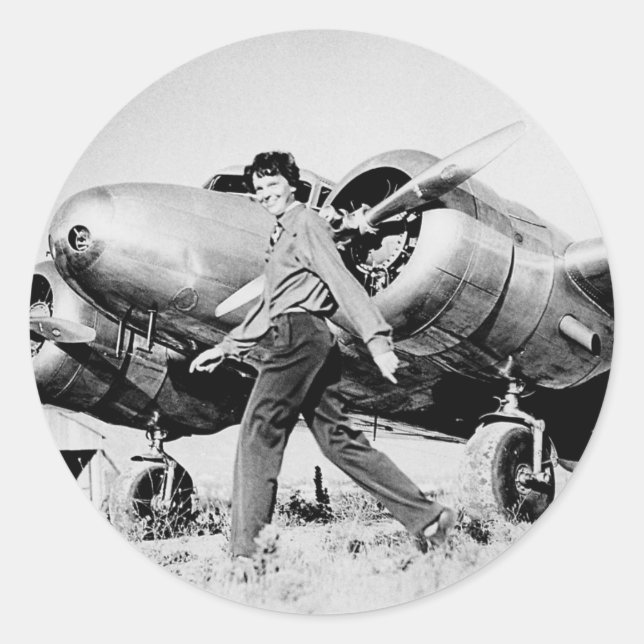 Adesivo Vintage Amelia Earhart Foto (Frente)