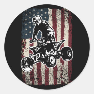Adesivo Vintage American Flag Patriotic Quad Bike Rider