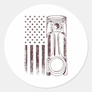 Adesivo Vintage American Flag Piston Engraçado Musculatura