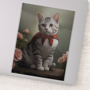 Adesivo Vintage American Shorthair Kitten com Rosas