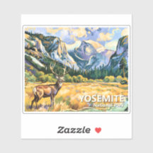 Vintage Animal Deer Van Gogh Yosemite Half Dome