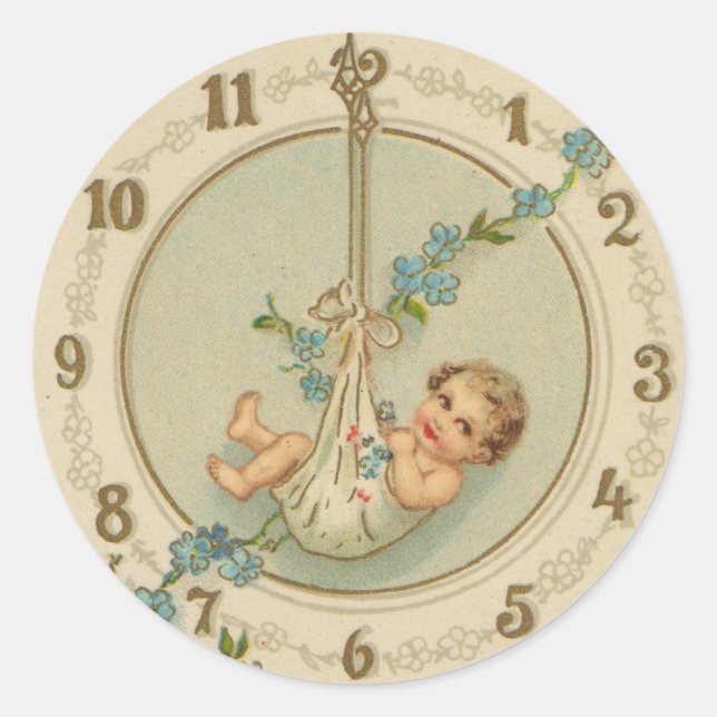 Adesivo Vintage Anos novos Baby Clock (Frente)