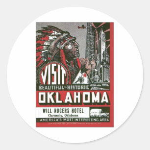 Adesivo Vintage APROVADO de Oklahoma EUA da visita