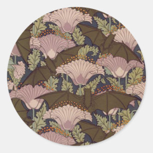 Adesivo Vintage Art Deco Bat and Flowers