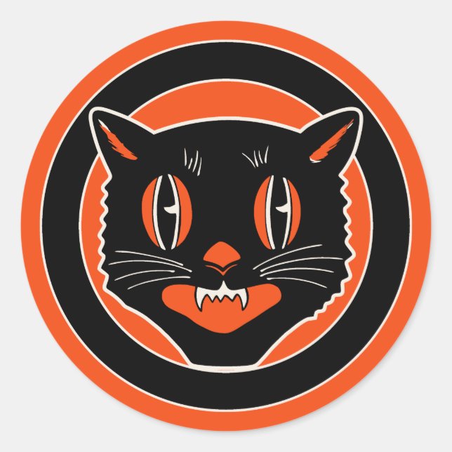 Adesivo Vintage Art Deco Halloween Cat Sticker (Frente)