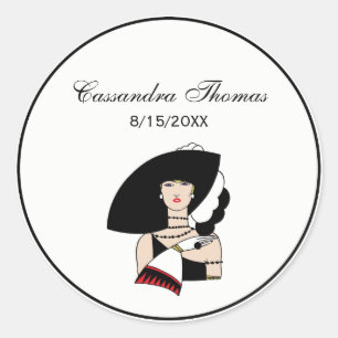 Adesivo Vintage Art Deco Mulher Vestindo Luvas De Ódio Cor