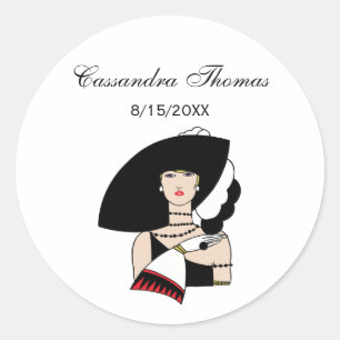 Adesivo Vintage Art Deco Mulher Vestindo Luvas De Ódio Cor