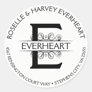 Adesivo Vintage Art Deco Round Circular Nome e Endereço