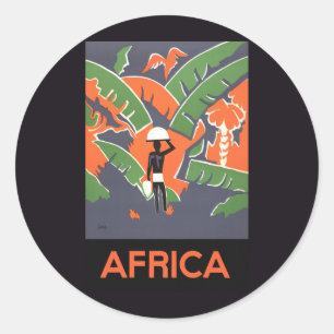 Adesivo Vintage Art Deco Viagem, Nativo na Selva Africana