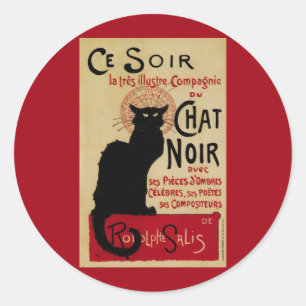 Adesivo Vintage Art Nouveau, Ce Soir Chat Noir Black Cat