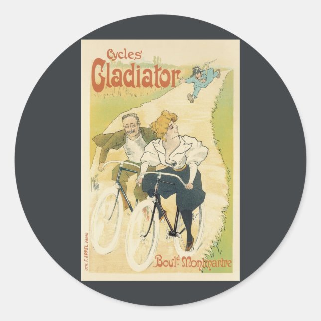 Adesivo Vintage Art Nouveau, Gladiator Ciclos Bicicletas (Frente)