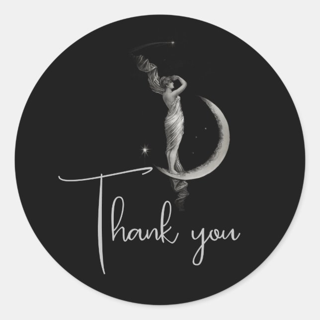Adesivo Vintage Art Nouveau Moon Girl Obrigado (Frente)