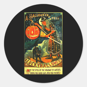 Adesivo Vintage Art Retro Halloween Witch