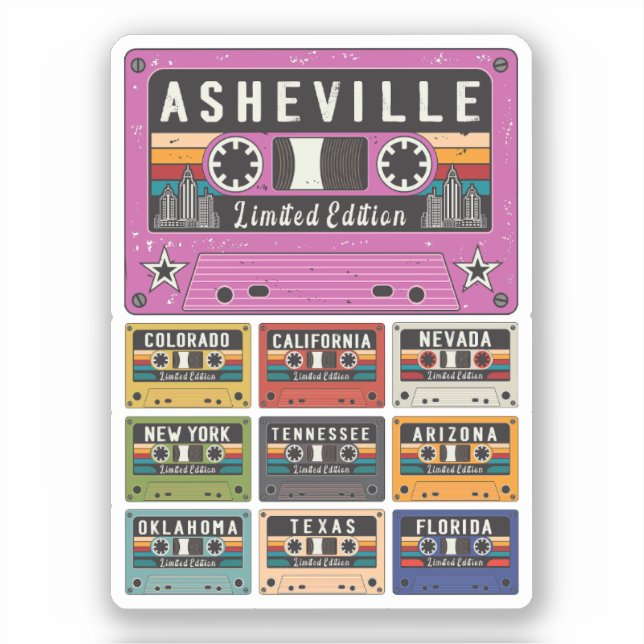 Adesivo Vintage Asheville City viagem (Frente)