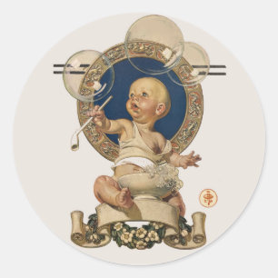 Adesivo Vintage Baby Bubbles por J.C. Leyendecker Nursery