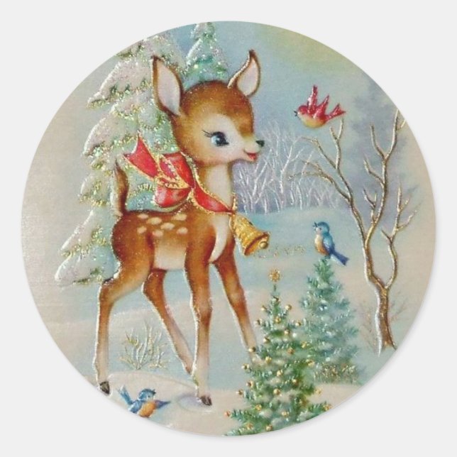 Adesivo Vintage Baby Christmas Deer In The Snow (Frente)