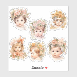 Adesivo Vintage Baby Face Florals Antiquamente Junk Diário