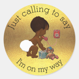 Adesivo Vintage Baby on Phone Faux Gold Foil Chá de fralda
