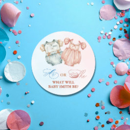 Adesivo Vintage Baby Outfit Ele ou Ela Revelam Sexo