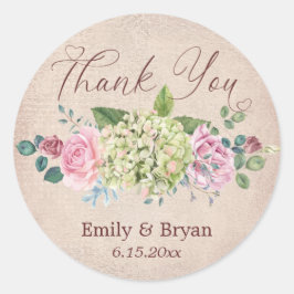 Adesivo Vintage Background Rosa Spray Casamento Obrigado