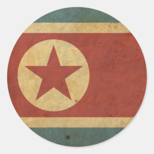 Adesivo Vintage - Bandeira da Coreia do Norte