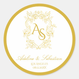 Adesivo Vintage Barroco Dourado Monograma Casamento