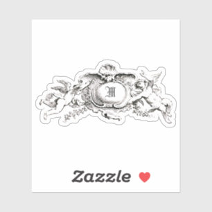 Adesivo Vintage Barroco Rococco Cherubs Monograma Modelo