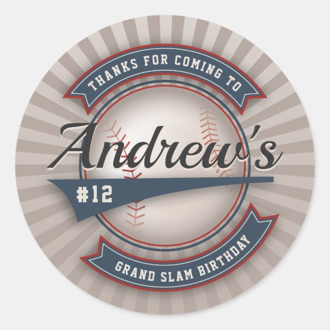 Adesivo Vintage Baseball Party Stickers (Frente)