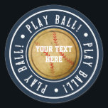 Adesivo Vintage Baseball PLAY BALL Festa de aniversário St<br><div class="desc">Vintage Baseball PLAY BALL Festa de aniversário Stickers. Personalizar com qualquer texto.</div>
