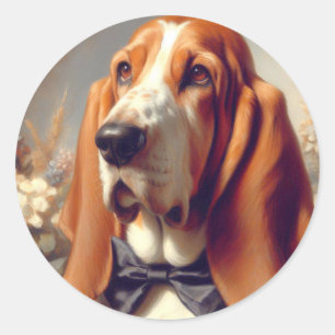 Adesivo Vintage Basset Hound Painting