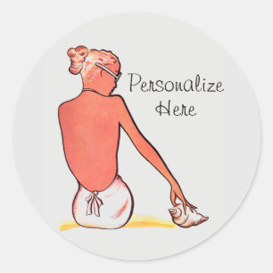 Adesivo Vintage Beach Girl com elegância de verão de conch