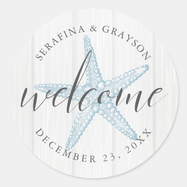 Adesivo Vintage Beach Starfish Boeing Bem-vindo (Frente)